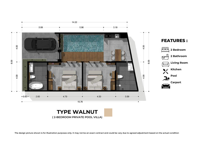 VILLA 2 BEDROOM PRIVATE POOL TERMURAH DI CANGGU