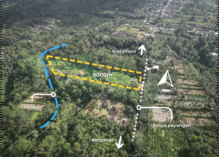 LAHAN AKSES JALAN RAYA DAN SUNGAI AYUNG DI PAYANGAN BALI